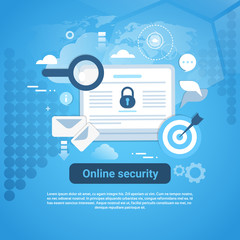 Fototapete - Online Security Template Web Banner With Copy Space Vector Illustration