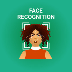 Poster - Biometrics Scanning Face Recognition Of Female Icon Modern Identification Technology Vector Illustration