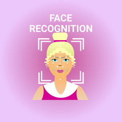 Poster - Biometrics Scanning Face Recognition Of Female Icon Modern Identification Technology Vector Illustration