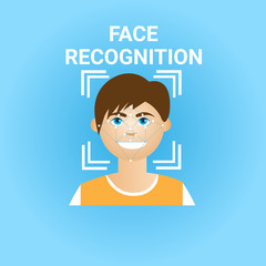 Poster - Biometrics Scanning Face Recognition Of Male Icon Modern Identification Technology Vector Illustration