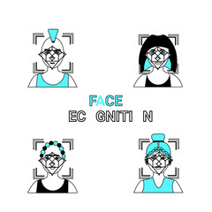 Poster - Face Recognition Icons Set Biometric Identification Access Identity Concept Vector Illustration
