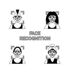 Poster - Face Recognition Icons Set Biometric Identification Access Identity Concept Vector Illustration