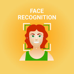 Poster - Facial Recognition Biometrics Scanning Of Female Face Icon Vector Illustration