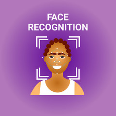Poster - Facial Recognition Biometrics Scanning Of African American Female Face Icon Vector Illustration