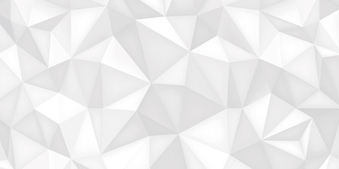 Poster - Low polygon shapes, light background, white crystals, triangles mosaic, creative origami wallpaper, templates vector design