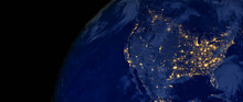 United States Of America Lights During Night As It Looks Like From Space. Elements Of This Image Are Furnished By NASA