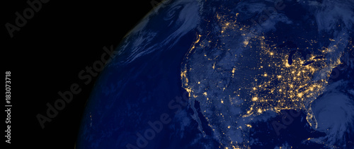 Fotomural United States of America lights during night as it looks like from space