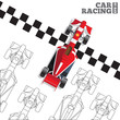 Racing cars at the finish line. View from above. Vector illustration.