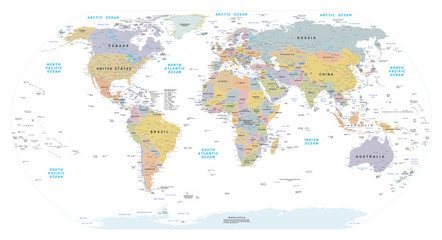 Naklejka na meble Bardzo szczegółowa mapa polityczna świata