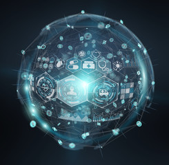 Aufkleber - Digital medical sphere interface 3D rendering
