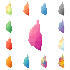 Sticker - Penang Island geometric polygonal, mosaic style island maps collection. Bright abstract tessellation, low poly style, modern design. Penang Island polygonal maps for your infographics or presentation.