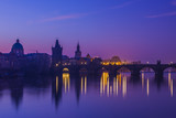 Fototapeta Boho - Beautiful morning in Prague. Charles Bridge and    Vltava River at dawn 