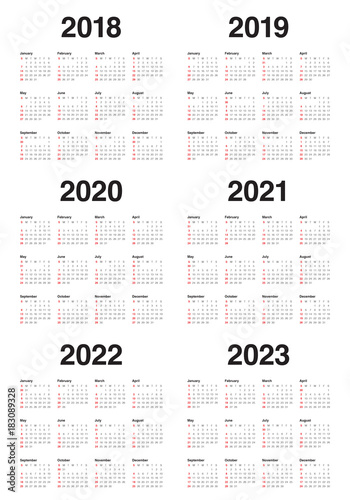 Fotografia Year 2018 2019 2020 2021 2022 2023 calendar vector