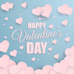 Sticker - Valentine's day greeting card with cut paper hearts. Vector.