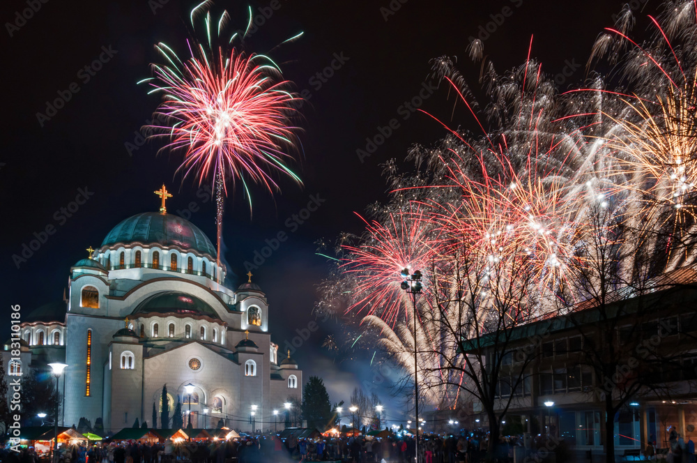 Obraz na płótnie Orthodox New Year's Fireworks w salonie