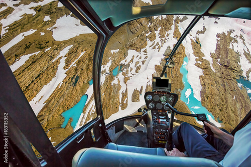 Helicopter Cockpit With Control Console Aerial View From The