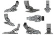 Sci-fi metal mechanical robot leg set. 3D rendering