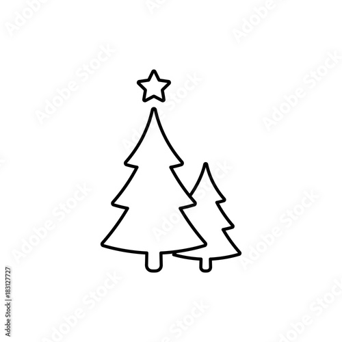 Download Christmas trees line icon, vector. Black outline symbol of ...