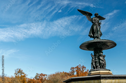 Angel of the Waters statue at the top of Bethesda fountain in Central Park, NYC Poster