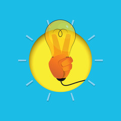 Poster - Light bulb icon with creative idea flat design.Business start up concept.Vector illustration.