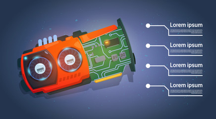 Poster - micro processor computer chip motherboard system banner with copy space flat vector illustration