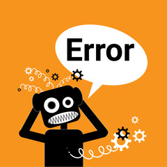 Poster - robot broken error message in chat bubble vector illustration