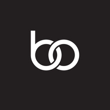 Initial Lowercase Letter Bo, Overlapping Circle Interlock Logo, White Color On Black Background