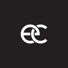Initial Lowercase Letter Ec, Overlapping Circle Interlock Logo, White Color On Black Background