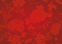 Traditional Red Gradient Asian Flower Textured Background