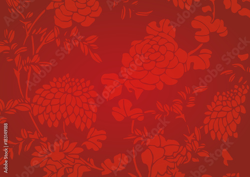 Fotografía Traditional red gradient Asian flower textured background