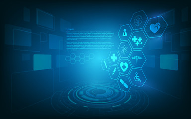 Poster - hud interface virtual hologram future system health care innovation concept background