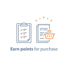 Loyalty Program, Earn Points, Marketing Concept, Till Slip With Shopping Basket