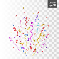 Wall Mural - Confetti isolated on transparent background. Festive vector illustration