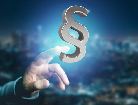 Justice and law symbol displayed on a futuristic interface - 3d rendering
