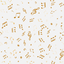 Abstract Golden Music Notes Seamless Pattern