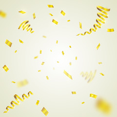 Wall Mural - Vector Illustration of Golden Party Streamers and Confetti. Confetti explosion