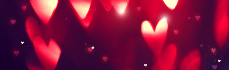 Poster - Valentine's Day background. Holiday abstract background with red glowing hearts