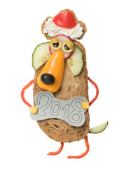 Festive dog made with vegetables on bread