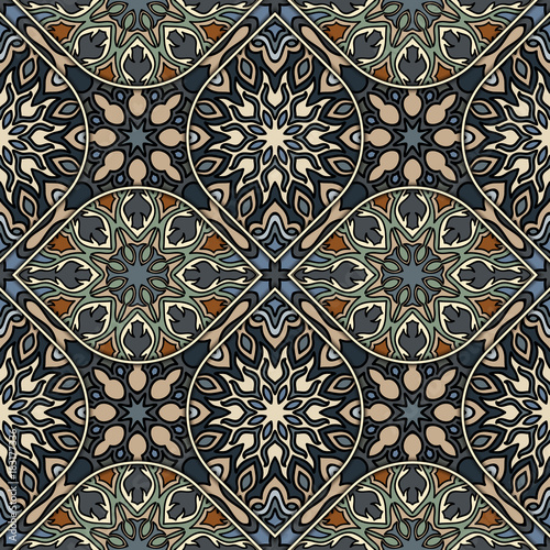 Cotton fabric Jednolity wzór. Vintage elementy dekoracyjne. Ręcznie rysowane tła. Islam, arabski, indyjski, otomańskimi motywami. Idealna do drukowania na tkaniny lub papieru.