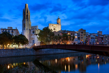 Wall Mural - Girona City By Night in Catalonia, Spain