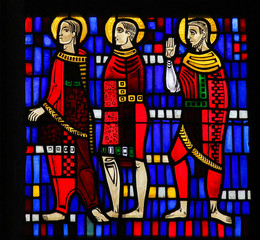 Wall Mural - Stained Glass in Worms - Three Saints