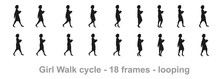 Business Girl Walk Cycle Animation Sprite Sheet,  Women Walk Cycle, Animation Frames