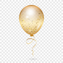 Balloon - Vector Illustration Of Gold Shiny Balloon - Transparent Background