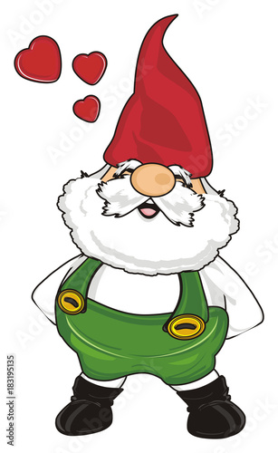 Gnome Garden Man Dwarf Magic Cartoon Man Fairy Tale Elf Stand In Love Hearts Buy This Stock Illustration And Explore Similar Illustrations At Adobe Stock Adobe Stock