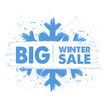 big winter sale in blue drawn banner with snowflake
