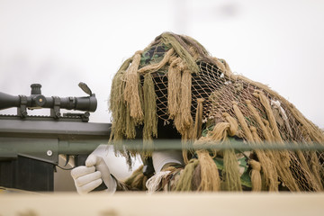 Wall Mural - Romanian army sniper