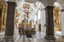 The Collegiate Church Of Stift Stams, A Baroque Cistercian Abbey In The Municipality Of Stams, State Of Tyrol, Western Austria