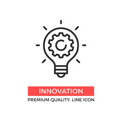 vector innovation icon. light bulb and cog inside. premium quality graphic design element. modern si