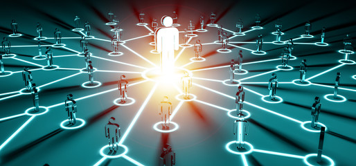 Aufkleber - Leader connecting a group of people 3D rendering