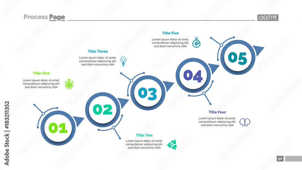 Process Chart with Five Steps Template Stock Vector | Adobe Stock